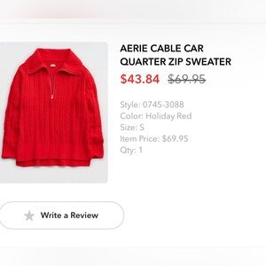 Aerie Cable Car Quarter Zip Sweater